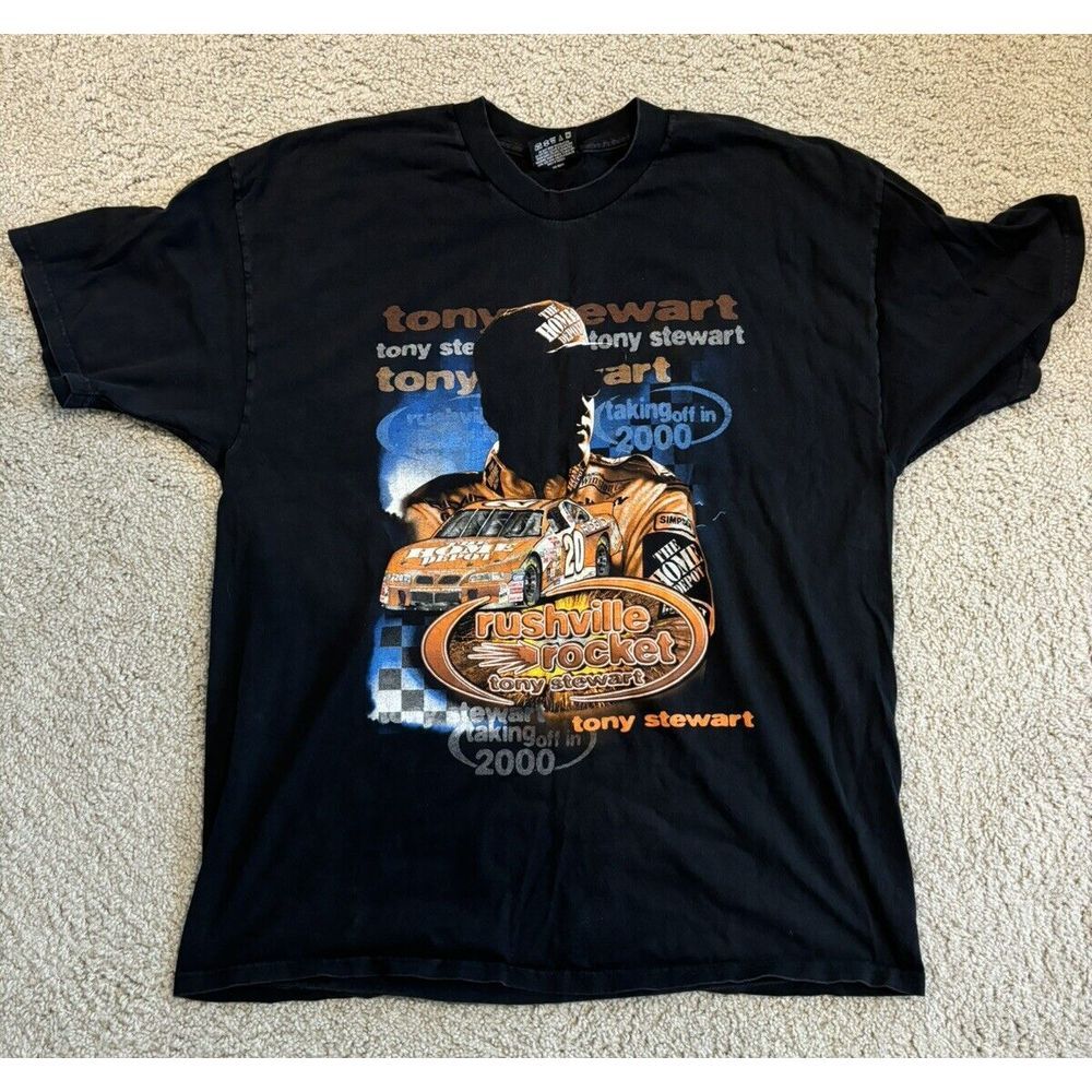 VTG 2000 Chase Authentics Black Tony Stewart Graphic Print‎ Men's Size XL EUC